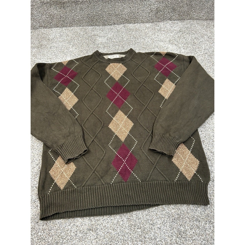 Vintage Jos. A Bank Joes Casuals Sweater‎ Argyle Green Mens XL #0223